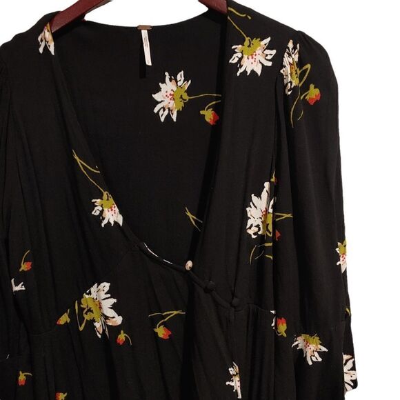 Free People Dress Times On My Side Mini Tea Small Black Floral - Picture 4 of 7